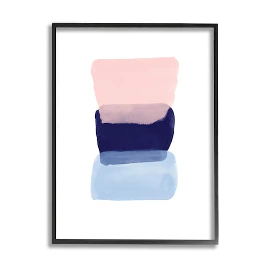Stupell Industries Layered Squares Abstract Sides Blue Pink in Frame Wall Art